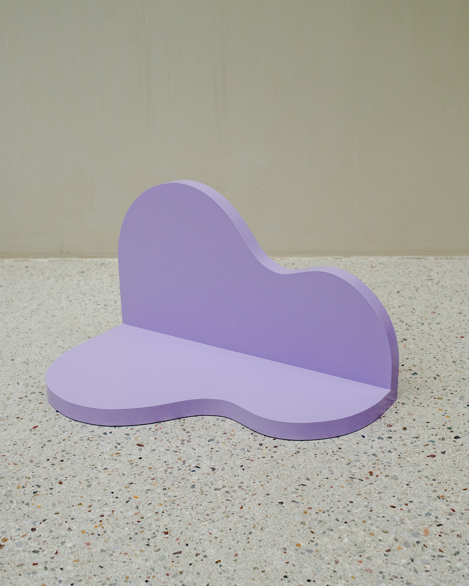 Small, curvy wall shelf in the colour Lavendula. Designed by Berberlin Rugs and handmade in Berlin by Nicolene van Der Walt.
